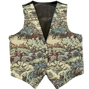 Vintage equestrian horse waistcoat vest small old english cottagecore vest small